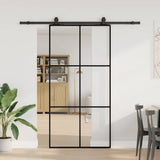 Porta Scorrevole con Ferramenta Nera 102x205 cm in Vetro ESG