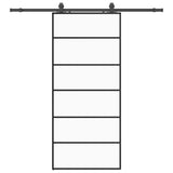 Porta Scorrevole con Ferramenta Nera 90x205 cm in Vetro ESG