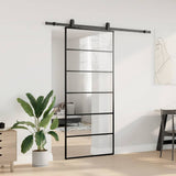 Porta Scorrevole con Ferramenta Nera 90x205 cm in Vetro ESG