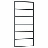 Porta Scorrevole con Ferramenta Nera 90x205 cm in Vetro ESG