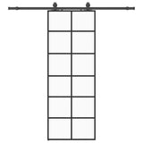 Porta Scorrevole con Ferramenta Nera 76x205 cm in Vetro ESG