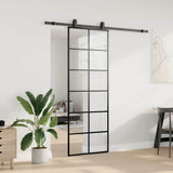 Porta Scorrevole con Ferramenta Nera 76x205 cm in Vetro ESG