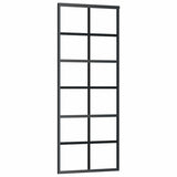 Porta Scorrevole con Ferramenta Nera 76x205 cm in Vetro ESG