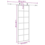 Porta Scorrevole con Ferramenta Nera 76x205 cm in Vetro ESG