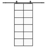 Porta Scorrevole con Ferramenta Nera 90x205 cm in Vetro ESG