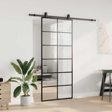 Porta Scorrevole con Ferramenta Nera 90x205 cm in Vetro ESG