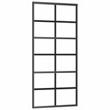 Porta Scorrevole con Ferramenta Nera 90x205 cm in Vetro ESG