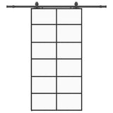 Porta Scorrevole con Ferramenta Nera 102x205 cm in Vetro ESG