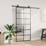 Porta Scorrevole con Ferramenta Nera 102x205 cm in Vetro ESG
