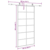 Porta Scorrevole con Ferramenta Nera 102x205 cm in Vetro ESG