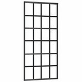 Porta Scorrevole con Ferramenta Nera 90x205 cm in Vetro ESG