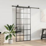 Porta Scorrevole con Ferramenta Nera 102x205 cm in Vetro ESG