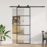 Porta Scorrevole con Ferramenta Nera 76x205 cm in Vetro ESG