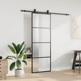 Porta Scorrevole con Ferramenta Nera 76x205 cm in Vetro ESG