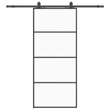 Porta Scorrevole con Ferramenta Nera 90x205 cm in Vetro ESG