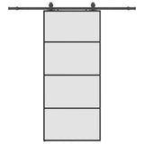 Porta Scorrevole con Ferramenta Nera 90x205 cm in Vetro ESG