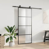 Porta Scorrevole con Ferramenta Nera 90x205 cm in Vetro ESG
