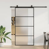 Porta Scorrevole con Ferramenta Nera 102,5x205 cm in Vetro ESG