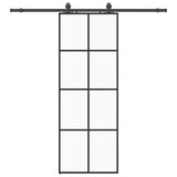 Porta Scorrevole con Ferramenta Nera 76x205 cm in Vetro ESG