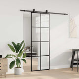 Porta Scorrevole con Ferramenta Nera 76x205 cm in Vetro ESG