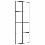Porta Scorrevole con Ferramenta Nera 76x205 cm in Vetro ESG