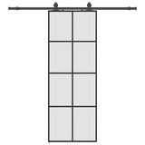 Porta Scorrevole con Ferramenta Nera 76x205 cm in Vetro ESG
