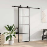 Porta Scorrevole con Ferramenta Nera 76x205 cm in Vetro ESG
