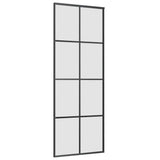 Porta Scorrevole con Ferramenta Nera 76x205 cm in Vetro ESG
