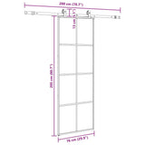Porta Scorrevole con Ferramenta Nera 76x205 cm in Vetro ESG