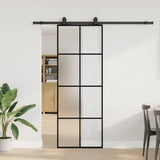 Porta Scorrevole con Ferramenta Nera 76x205 cm in Vetro ESG