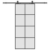 Porta Scorrevole con Ferramenta Nera 90x205 cm in Vetro ESG