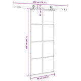 Porta Scorrevole con Ferramenta Nera 90x205 cm in Vetro ESG