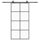 Porta Scorrevole con Ferramenta Nera 102,5x205 cm in Vetro ESG