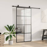 Porta Scorrevole con Ferramenta Nera 102,5x205 cm in Vetro ESG