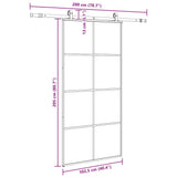 Porta Scorrevole con Ferramenta Nera 102,5x205 cm in Vetro ESG