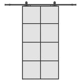 Porta Scorrevole con Ferramenta Nera 102,5x205 cm in Vetro ESG