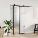 Porta Scorrevole con Ferramenta Nera 102,5x205 cm in Vetro ESG