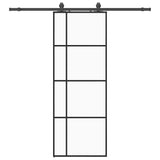 Porta Scorrevole con Ferramenta Nera 76x205 cm in Vetro ESG