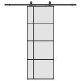 Porta Scorrevole con Ferramenta Nera 76x205 cm in Vetro ESG