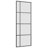 Porta Scorrevole con Ferramenta Nera 76x205 cm in Vetro ESG