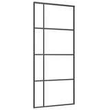 Porta Scorrevole con Ferramenta Nera 90x205 cm in Vetro ESG