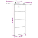Porta Scorrevole con Ferramenta Nera 90x205 cm in Vetro ESG