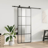 Porta Scorrevole con Ferramenta Nera 90x205 cm in Vetro ESG