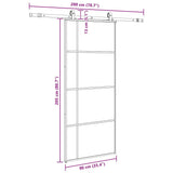 Porta Scorrevole con Ferramenta Nera 90x205 cm in Vetro ESG