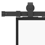 Porta Scorrevole con Ferramenta Nera 102,5x205 cm in Vetro ESG