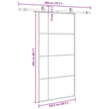 Porta Scorrevole con Ferramenta Nera 102,5x205 cm in Vetro ESG