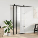 Porta Scorrevole con Ferramenta Nera 102,5x205 cm in Vetro ESG