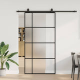 Porta Scorrevole con Ferramenta Nera 102,5x205 cm in Vetro ESG