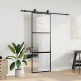 Porta Scorrevole Set Ferramenta Nera 76x205 cm Vetro Temperato
