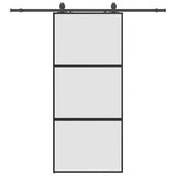 Porta Scorrevole Set Ferramenta Nera 90x205 cm Vetro Temperato